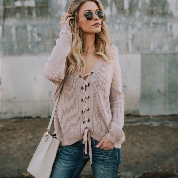 Sweaters - Lace front sweater top